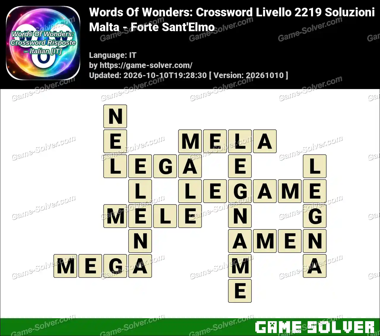 Words Of Wonders: Crossword Livello 2219 Soluzioni – Malta – Forte Sant’Elmo
